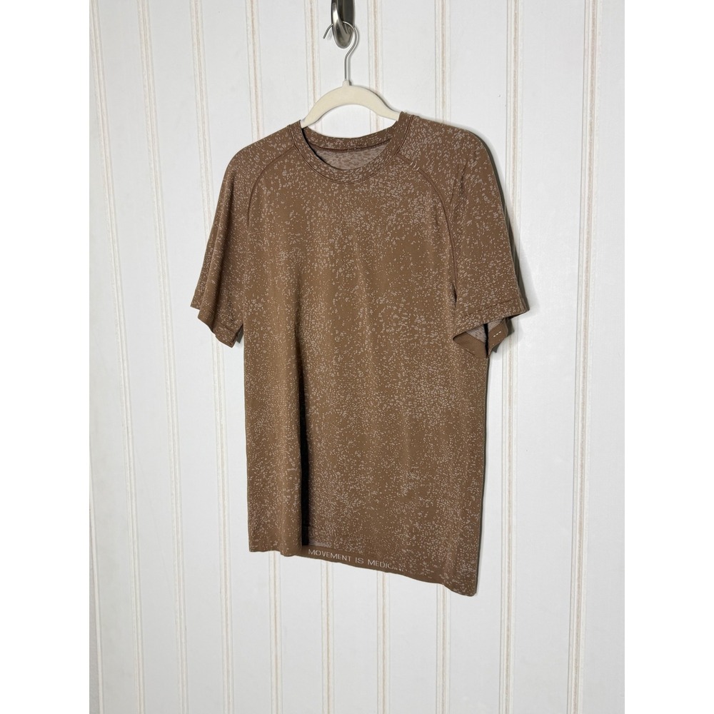 Lululemon Metal Vent Tech Short Sleeve Shirt Medium Brown Splatter Pattern 292 - Picture 2 of 8